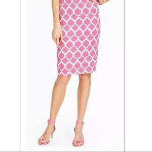 Talbots Pink and white geometric pencil skirt